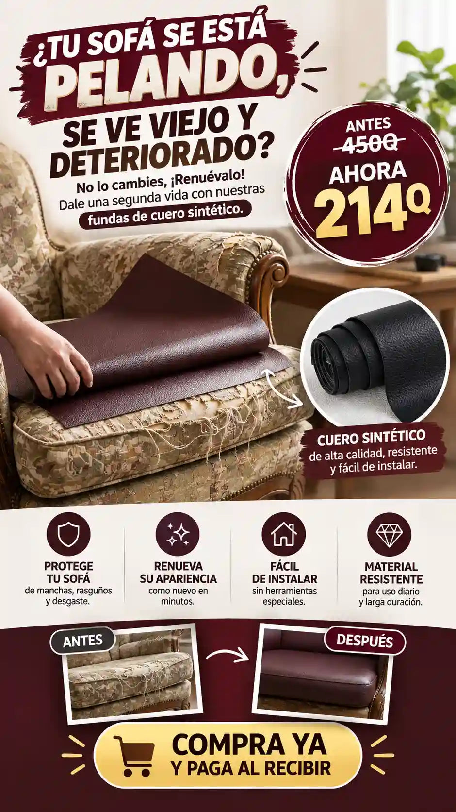 Parche de Cuero Adhesivo | Repara y Renueva tus Muebles Fácilmente